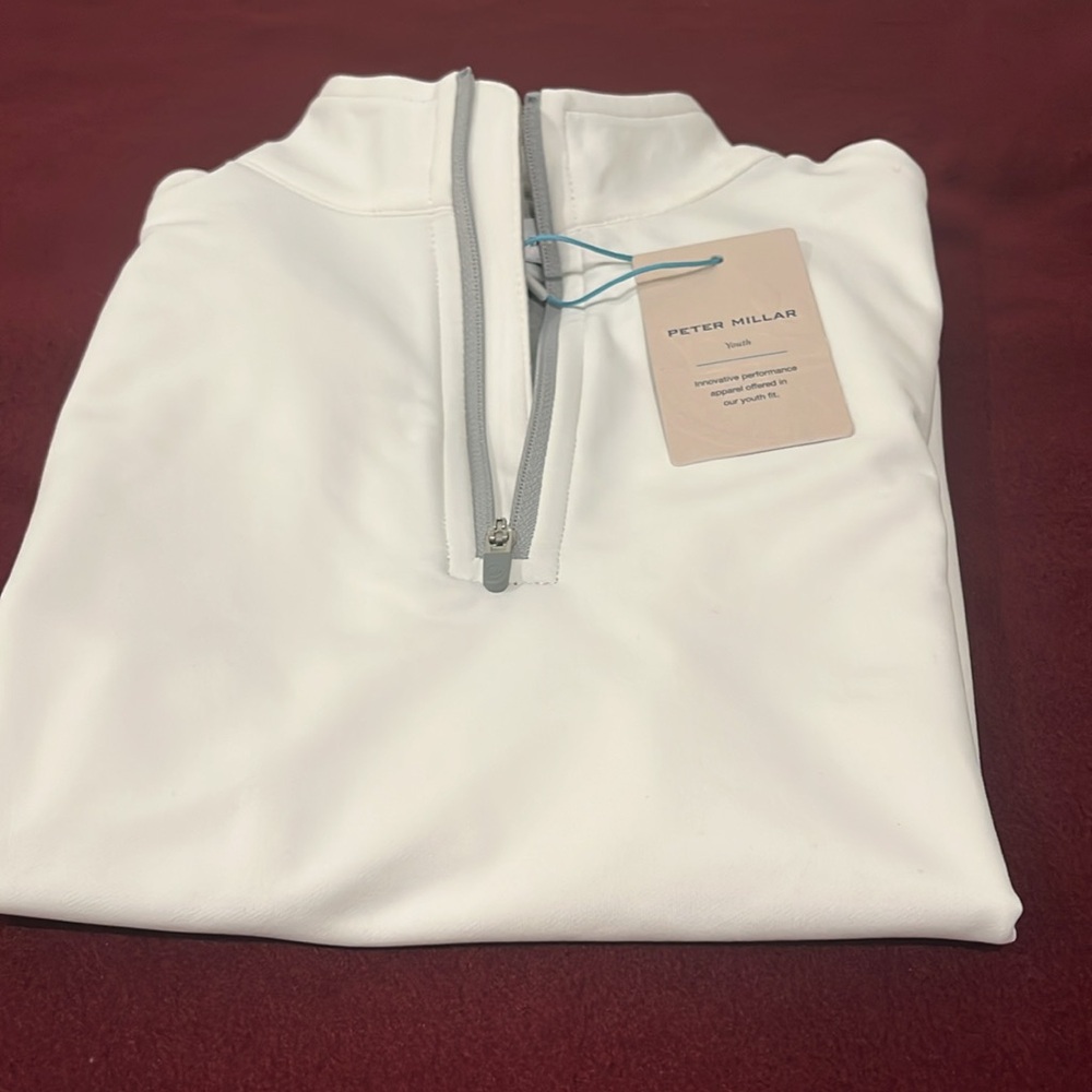 Peter Millar White Youth Quarter-Zip Pullover